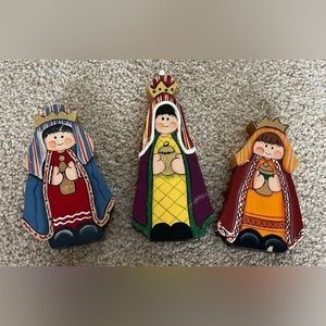 VGC Three Kings of Orient Wood Wooden Painted Nativity Manger Figures Christmas